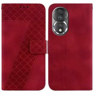 For Honor 80 7-shaped Embossed Leather Phone Case(Red)