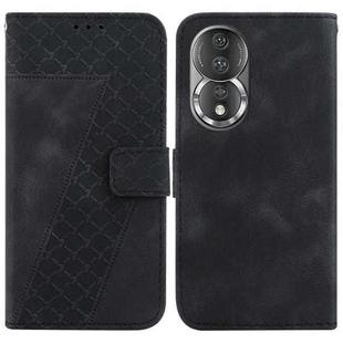 For Honor 80 7-shaped Embossed Leather Phone Case(Black)