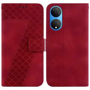 For Honor X7 7-shaped Embossed Leather Phone Case(Red)