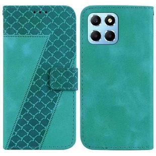 For Honor X8 5G 7-shaped Embossed Leather Phone Case(Green)