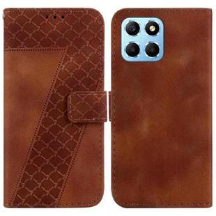 For Honor X8 5G Seven-shaped Embossed Leather Phone Case(Brown)