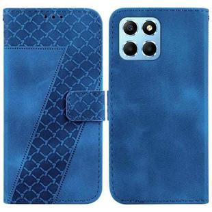 For Honor X8 5G Seven-shaped Embossed Leather Phone Case(Blue)