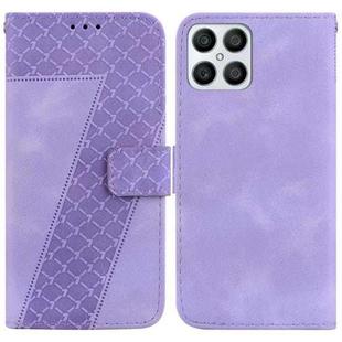 For Honor X8 7-shaped Embossed Leather Phone Case(Purple)