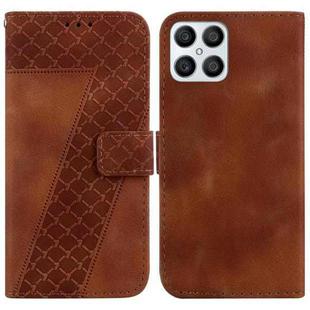 For Honor X8 7-shaped Embossed Leather Phone Case(Brown)