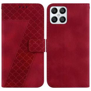 For Honor X8 Seven-shaped Embossed Leather Phone Case(Red)