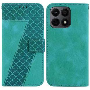 For Honor X8a Seven-shaped Embossed Leather Phone Case(Green)