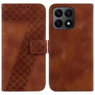 For Honor X8a 7-shaped Embossed Leather Phone Case(Brown)