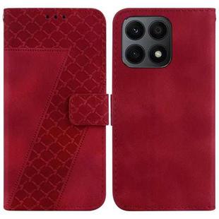 For Honor X8a 7-shaped Embossed Leather Phone Case(Red)