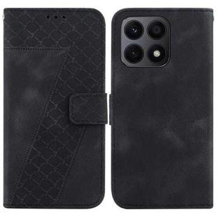For Honor X8a 7-shaped Embossed Leather Phone Case(Black)