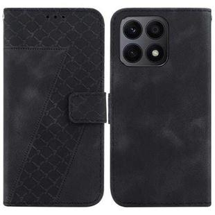 For Honor X8a Seven-shaped Embossed Leather Phone Case(Black)