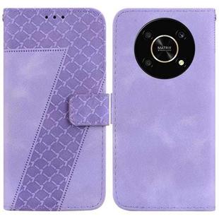 For Honor X9 5G Seven-shaped Embossed Leather Phone Case(Purple)