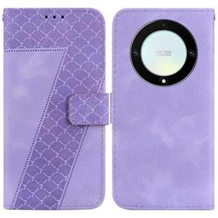 For Honor X9a 7-shaped Embossed Leather Phone Case(Purple)