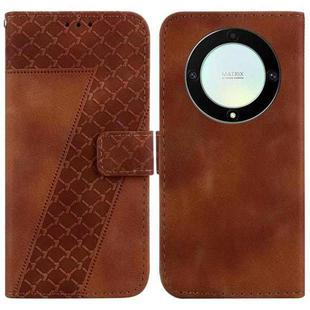 For Honor X9a Seven-shaped Embossed Leather Phone Case(Brown)