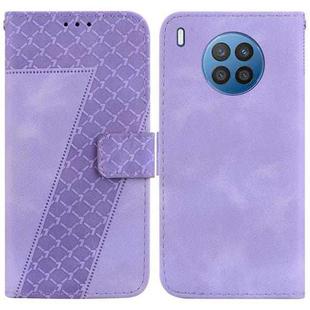 For Honor 50 Lite Global 7-shaped Embossed Leather Phone Case(Purple)