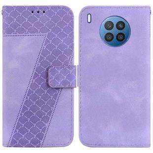 For Honor 50 Lite Global Seven-shaped Embossed Leather Phone Case(Purple)