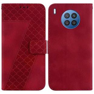 For Honor 50 Lite Global 7-shaped Embossed Leather Phone Case(Red)