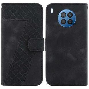 For Honor 50 Lite Global Seven-shaped Embossed Leather Phone Case(Black)