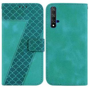 For Honor 20 7-shaped Embossed Leather Phone Case(Green)