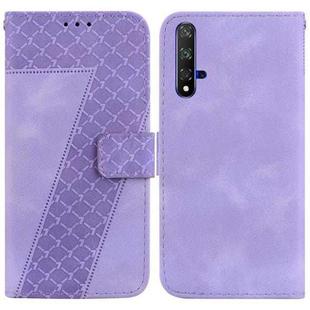 For Honor 20 7-shaped Embossed Leather Phone Case(Purple)