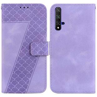 For Honor 20 Seven-shaped Embossed Leather Phone Case(Purple)