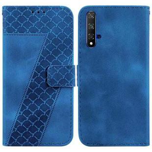 For Honor 20 7-shaped Embossed Leather Phone Case(Blue)