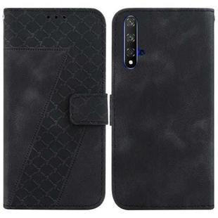 For Honor 20 Seven-shaped Embossed Leather Phone Case(Black)