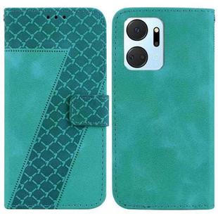 For Honor X7a Seven-shaped Embossed Leather Phone Case(Green)