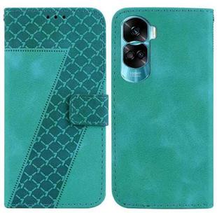 For Honor 90 Lite Seven-shaped Embossed Leather Phone Case(Green)