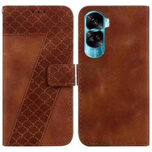 For Honor 90 Lite Seven-shaped Embossed Leather Phone Case(Brown)