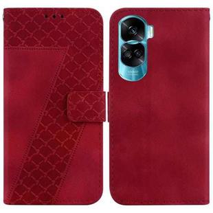 For Honor 90 Lite 7-shaped Embossed Leather Phone Case(Red)