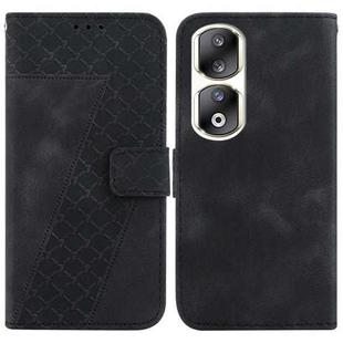 For Honor 90 Pro 7-shaped Embossed Leather Phone Case(Black)