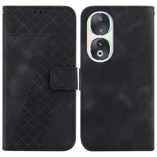 For Honor 90 7-shaped Embossed Leather Phone Case(Black)