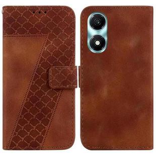 For Honor X5 Plus / Play 40C 7-shaped Embossed Leather Phone Case(Brown)