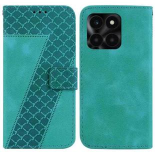 For Honor X6a Seven-shaped Embossed Leather Phone Case(Green)