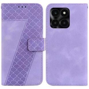 For Honor X6a Seven-shaped Embossed Leather Phone Case(Purple)