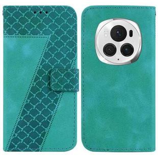 For Honor Magic6 Pro Seven-shaped Embossed Leather Phone Case(Green)