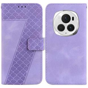 For Honor Magic6 Pro Seven-shaped Embossed Leather Phone Case(Purple)