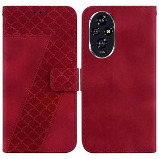 For Honor 200 5G Seven-shaped Embossed Leather Phone Case(Red)