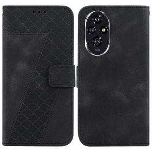 For Honor 200 5G Seven-shaped Embossed Leather Phone Case(Black)