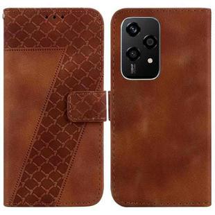 For Honor 200 Lite Global Seven-shaped Embossed Leather Phone Case(Brown)