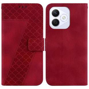 For Honor X60i Seven-shaped Embossed Leather Phone Case(Red)