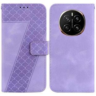 For Honor Magic7 Seven-shaped Embossed Leather Phone Case(Purple)