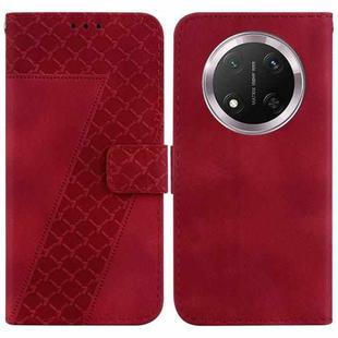 For Honor X9c Seven-shaped Embossed Leather Phone Case(Red)