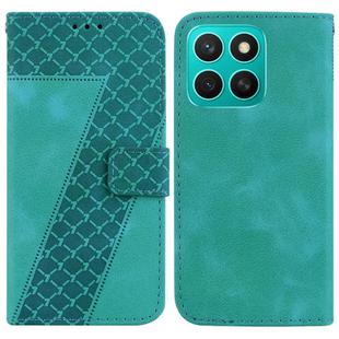 For Honor X8c 4G Seven-shaped Embossed Leather Phone Case(Green)