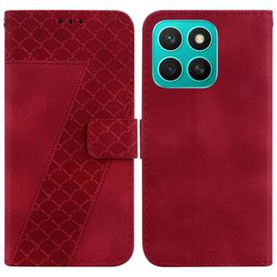 For Honor X8c 4G Seven-shaped Embossed Leather Phone Case(Red)