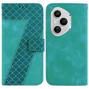 For Honor 400 Pro Global 160.8mm Seven-shaped Embossed Leather Phone Case(Green)