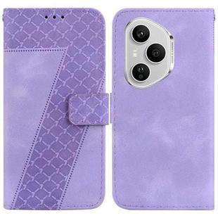 For Honor 400 Pro Global 160.8mm Seven-shaped Embossed Leather Phone Case(Purple)