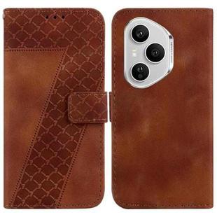 For Honor 400 Pro Global 160.8mm Seven-shaped Embossed Leather Phone Case(Brown)