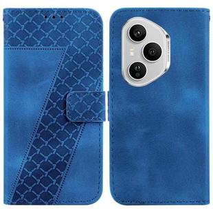 For Honor 400 Pro Global 160.8mm Seven-shaped Embossed Leather Phone Case(Blue)