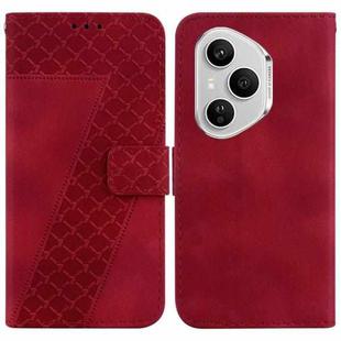 For Honor 400 Pro Global 160.8mm Seven-shaped Embossed Leather Phone Case(Red)